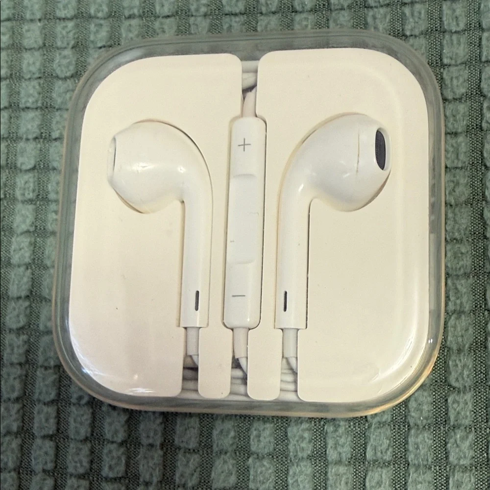 White Apple Earbuds with Case New